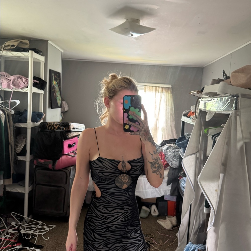 Zebra Print Cutout Dress